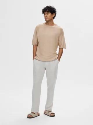 SELECTED MEN - SLHCOMO SS KNIT TEE CREW NECK pure cashmere - Gr. - XL