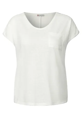 Street One - Leinen-Look T-Shirt off white - Gr. - 36