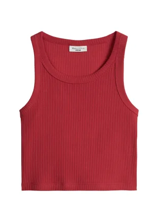 Marc OPolo DENIM - Ripp-Top slim cropped Vivid Cherry - Gr. - XL