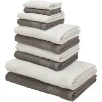 OTTO home Handtuch Set Afri, Duschtücher, Handtücher, Gästetücher, Seiftücher, Walkfrottee (Set, 10-St), zweifarbig, 100% Baumwolle, weich, mit Bordüre