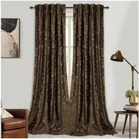 Rosnek Vorhang Samt, Golddruck, thermisch isoliert, für Wohnzimmer Schlafzimmer Deko (2 St), Multifunktionsband, blickdicht, H×B: 213×132, 244×132, 274×132