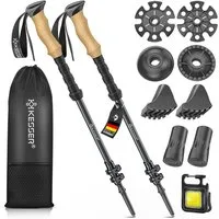KESSER Wanderstöcke Nordic Walking Stöcke 105-135cm (zum Wandern, Trekking, Skitour & Bergsport - faltbar/Teleskop), für Damen & Herren, Trekkingstöcke verstellbar Carbon + Korkgriff
