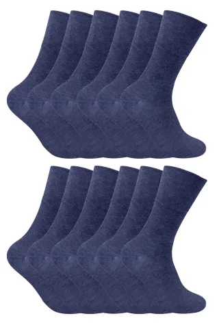 12 Paar Herren thermische diabetische Socken | Socken Snob | Nicht elastische extra breite diabetische Socken für schlechte Durchblutung - Marine