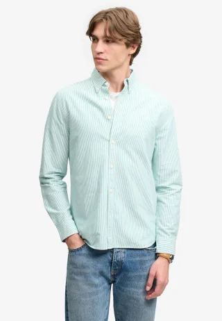 Superdry - Preppy Oxford Langarmhemd lockere Passform Mint Mini-Streifen - Gr. - M