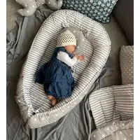 Loolay Bettnestchen Grau Baumwolle BABYNEST Babykokon Neugeborene Babyausstattung SET, (Kuschelnest Reisebett SOLO/ o. im Geschenk SETS, 1-tlg., 100% BAUMWOLLE Sterne/ Streifenmuster GRAU Nestchen von LOOLAY), 100% Europäische Stoffe und Kleinserien-