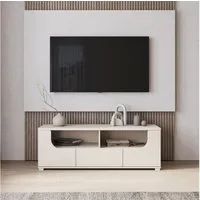 Selsey TV-Schrank VALLES 2-türig mit Schublade und offenen Fächern, Kaschmirgrau, 130 cm