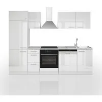 Vicco Küchenzeile Optima, Weiß Hochglanz/Weiß, 270 cm ohne Arbeitsplatte