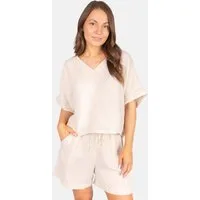 Seasons of April Oversize-Shirt TAMARA LINO (1-tlg) Leinen Shirt Damen Oversized Kurzarm V-Ausschnitt Leinen Bluse Tamara