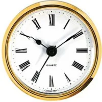 Selva Technik Wanduhr Einsteckwerk, Trommel 57 mm, Lünette 86 mm, Gold, weißes Zifferblatt, römisch