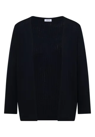 Cecil - Leichte Strickjacke mit 3/4-Ärmeln und Rippstruktur blau - Gr. - XS