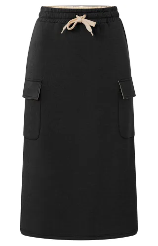 Yaya - Midi-Cargo-Jersey-Rock schwarz - Gr. - S