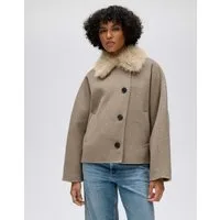 OPUS Wolljacke Hafura aus weichem Woll-Mix Gerader Schnitt mit weiten Fledermaürärmeln und Eingrifftaschen