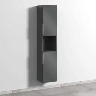 Sanipa 3way Hochschrank mit 2 Türen und 1 offenem Fach, Anthrazit-Glanz UF11579