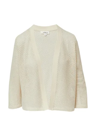 s.Oliver Red Label - Cardigan aus Ajourjersey beige - Gr. - 36