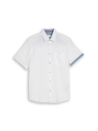 Tom Tailor - Regular Fit Kurzarmhemd aus Baumwolle white - Gr. - M