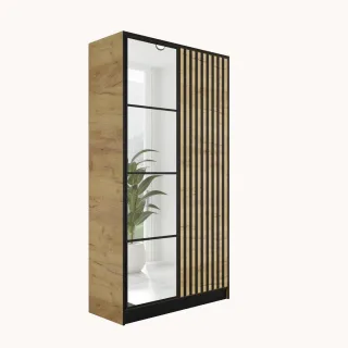 Kier Furniture Kleiderschrank, Honigeiche, Holzwerkstoff, 105x205x39 cm, Schlafzimmer, Kleiderschränke, Drehtürenschränke