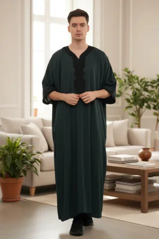 Herren Grüne marokkanische Thobe Jubba Robe Eid Djellaba Gandoura LFS - HM62