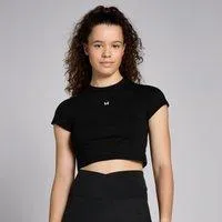 MP Damen Basics Körperbetontes Kurzarm-Crop-T-Shirt – Schwarz - XXL