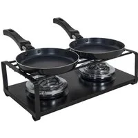 Spetebo Raclette Mini Raclette Set ohne Strom - für 2 Personen, 2 Raclettepfännchen, Camping Picknick Festival Pfannen Tisch Grill mit Brenner