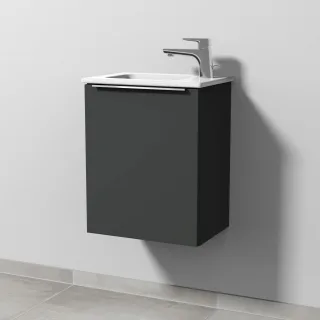Sanipa 3way Waschtischunterbau zu Duravit ME by Starck Waschtisch mit 1 Tür, Graphit-Matt UP7201B