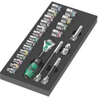 9721 Schaumstoffeinlage 8000 B Zyklop Knarre 3/8" Set 1, 23-teilig, Werkzeug-Set schwarz/grau, Knarren- und Stecknuss-Satz, in Schaumstoffeinlage für Werkstattwagen