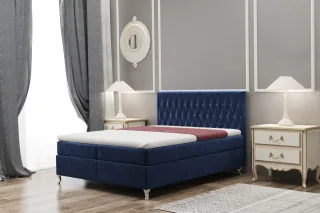 Boxspringbett Schlafzimmerbett ESME 180x200cm in Stoff Riviera Blau
