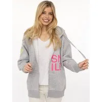 Zwillingsherz Kapuzensweatjacke "Alissa" mit SMILE, gesticktem Herz am Arm und Reißverschluss