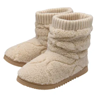 Damen Teddy-Fleece-Stiefeletten Hausschuhe Hafer-Taupe Warm UK 3-8