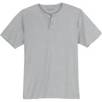 redfield Rundhalsshirt Redfield XXL T-Shirt grau melange Knopfleiste