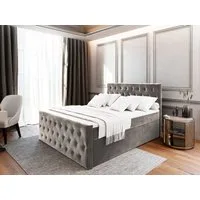 Masseno Boxbett FONDI 140x200 cm mit Bonell Matratze und Topper, Doppelbett, Polsterbett mit Kopfteil, Boxspringbett