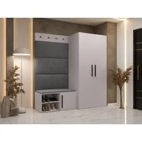 MIRJAN24 Garderoben-Set Medi I, (Drehtürenschrank, Schuhschrank, 4x Paneel 84x42), Kleiderstange, 4 Kleiderhaken für Kleidung