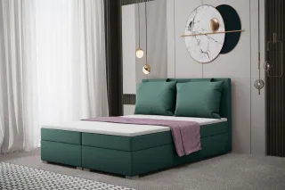 Boxspringbett Schlafzimmerbett MATRO 200x220cm in Stoff Soro Türkisblau