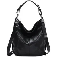 ITALYSHOP24 Schultertasche DAMEN SHOPPER Hobo Bag Umhängetasche Handtasche City Bag Cross-Over (Spar-Set: Henkel Tasche mit Schultergurt, Workbag Leder Optik, 2-tlg., mit Henkel und Schultergurt), Damentasche Freizeit Abend Leder Optik Henkeltasche R