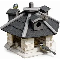 Mucola Vogelhaus Vogelfutterhaus Holz Vogelvilla 48 cm Futtersilo, Mit integriertem Futterspender und großzügigem Futterbereich