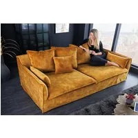 riess-ambiente 3-Sitzer HEAVEN 210cm senfgelb · Hussensofa inkl. Kissen und abnehmbaren Bezug, Einzelartikel 1 Teile, Wohnzimmer-Couch · Samt-Bezug · Federkern-Polsterung · Landhausstil