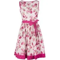 Ramona Lippert Sommerkleid Kleid Damen Rosita ecru Rosendruck Länge 55 cm mit Bindegürtel