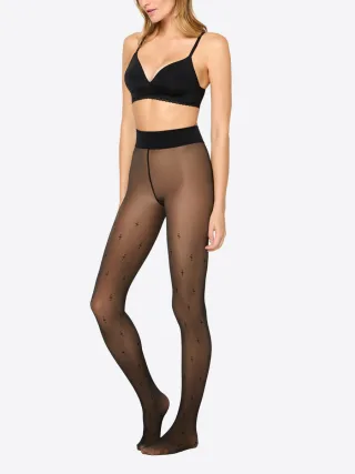 NUR DIE Damen Strumpfhose Warm & Transparent mit wärmendem Innenfleece 80 DEN Print