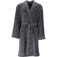 Vossen Herrenbademantel Barron, ideal für Sauna & Spa, Hotelbademantel, Morgenmantel, Langform, Webvelours, Schalkragen, Gürtel, mit Schalkragen, Rautendesign