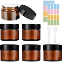 FELIXLEO Vorratsglas 6 Stück Glastiegel,50 ml Cremedosen zum Befüllen Braunglas Cremetiegel
