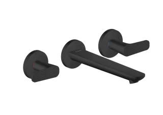 Hansgrohe 3-Loch WTA Wand Unterputz Axor Citterio C mit Auslauf 195 mm Cubic cut mattschwarz, 4907 49071670