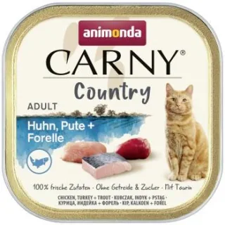 animonda Carny Country Nassfutter Katze, Adult, Huhn, Pute und Forelle 32x100 g