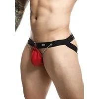 MOB Eroticwear String DNGEON Jockstrap mit Ketten Pofrei - rot (1-St) Kettendetail am Beutel