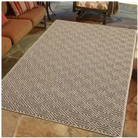 TeppichHome24 Outdoorteppich In- und Outdoorteppich mit Rautenmuster beige/schwarz, Rechteckig