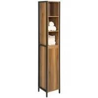 SoBuy Hochschrank BZR62, Badkommode Badezimmerschrank Beistellschrank Badezimmermöbel Badregal Badschrank Badmöbel mit 3 offenem Fächern und 1 Tür