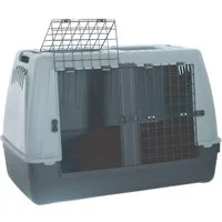 DUVO+ Hunde-Transportbox ECO Transportbox Baron mit zwei Türen grau/grün