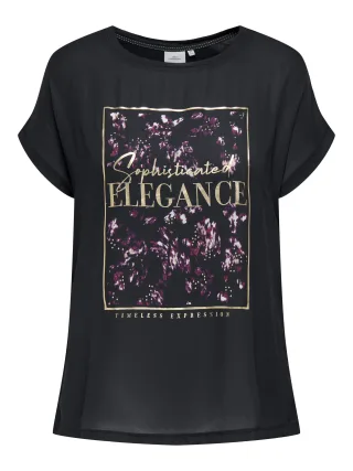 ONLY CARMAKOMA - CARVIGGA S/S AOP TEE JRS BF Black - Gr. - 48