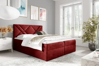 Boxspringbett Schlafzimmerbett 140x200cm LAZARO Nr.6 Rot inkl. Bettkasten