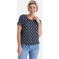 STOOKER WOMEN Kurzarmshirt STCLEA Print T-Shirt Regular Fit T-Shirt Spitzen- Shirt für Damen