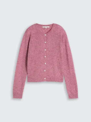 Denim Tom Tailor - Cardigan mit Alpaka-Anteil dusty berry melange - Gr. - M