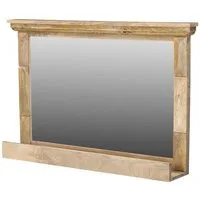 baario Badspiegel Badspiegel PAZIN 100x65cm, mit Ablage massiv Mangoholz Vintage Design